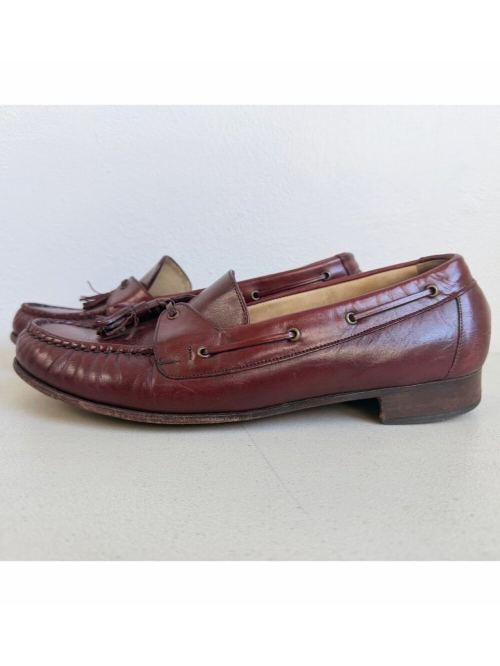 Vintage Brown Leather Tassel Loafers Mens Size 10C Florsheim Slip On Shoes Clas